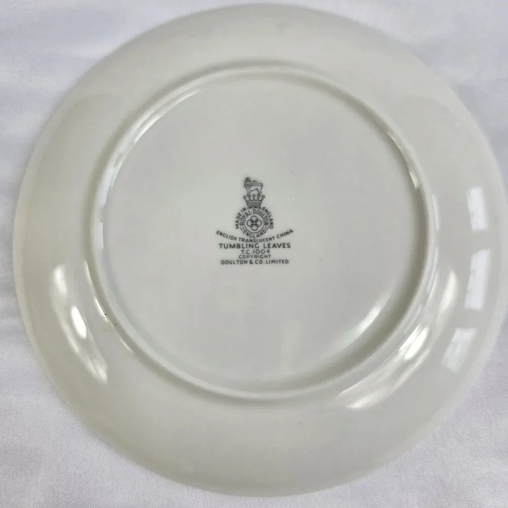 FOUR Royal Doulton Tumbling Leaves Bread Plates Gray & Pink Leaves